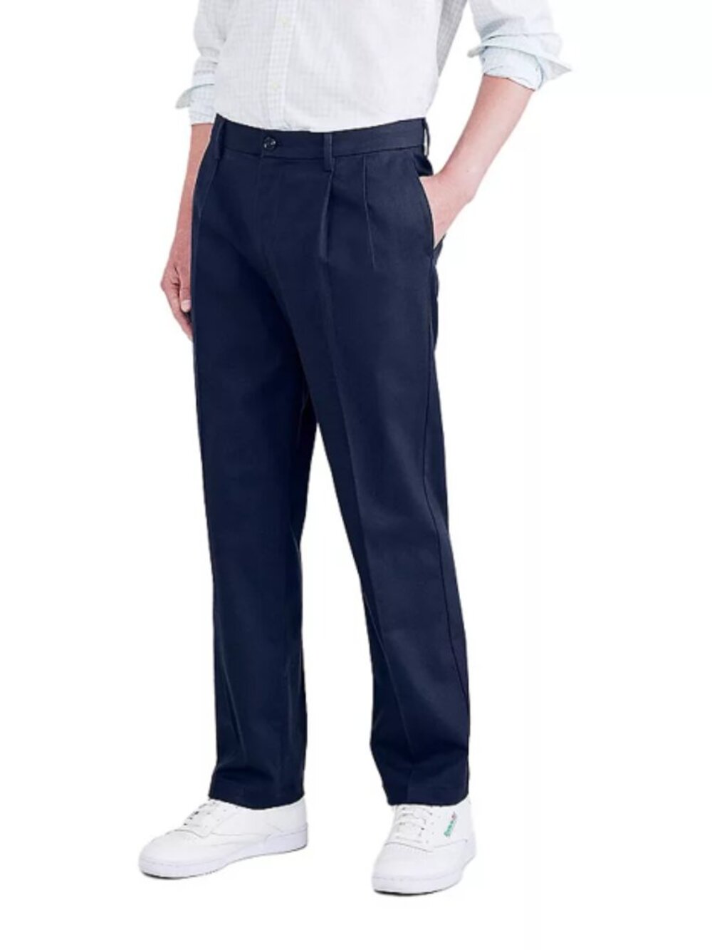 Men's Dockers Signature Iron Free Classic-Fit Khaki Pleated Pants, 36 X 34, Navy